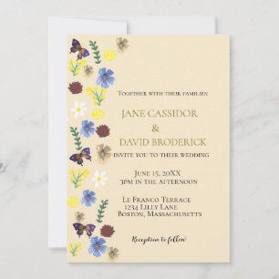Elegant Wildflower Boho Eggshell Wedding Invitation