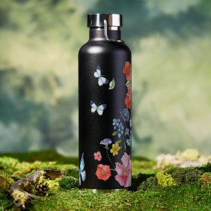 Elegant Wildflower Boho Floral Butterfly Greenery  Water Bottle