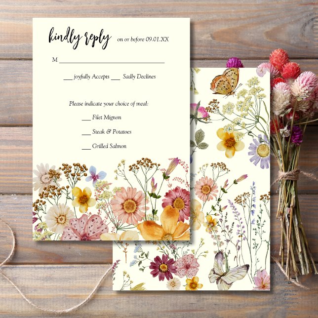 Elegant Wildflower Boho RSVP Card (Creator Uploaded)