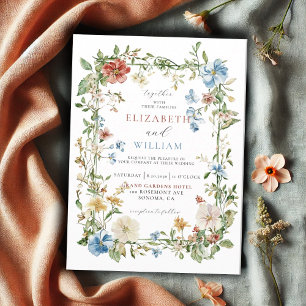 Elegant Wildflower Boho Watercolor Wedding Invitation
