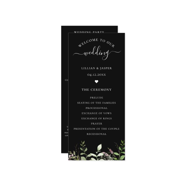 Elegant Wildflower Botanical Wedding Program (Front/Back In Situ)