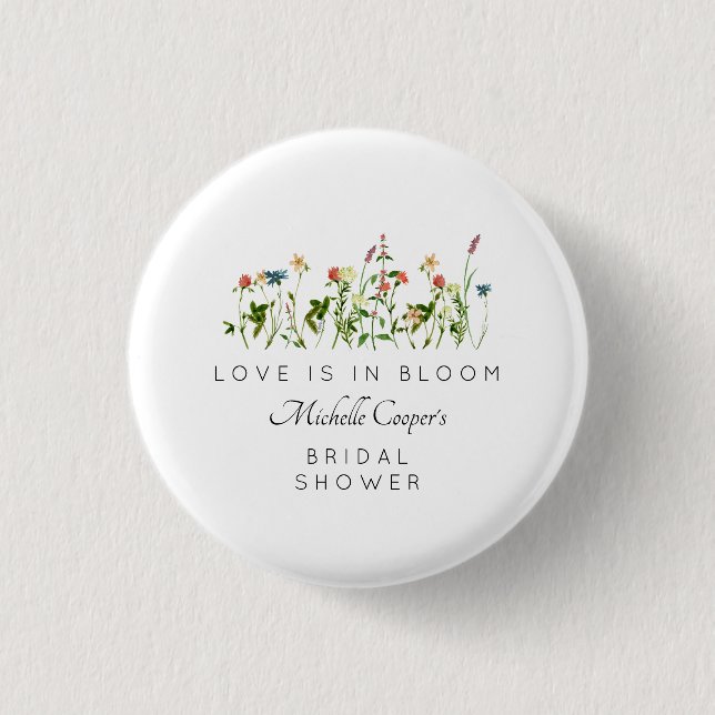 Elegant Wildflower Bridal Shower 1 Inch Round Button (Front)