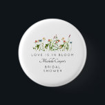 Elegant Wildflower Bridal Shower 1 Inch Round Button<br><div class="desc">Celebrate the bride-to-be with an elegant wildflower bridal shower favour button. Perfect for nature-loving brides,  this elegant design will set the tone for a memorable event. Order now and make your bridal shower unforgettable.
Designed by Metro-Events.com</div>