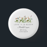 Elegant Wildflower Bridal Shower 1 Inch Round Button<br><div class="desc">Celebrate the bride-to-be with an elegant wildflower bridal shower favour button. Perfect for nature-loving brides,  this elegant design will set the tone for a memorable event. Order now and make your bridal shower unforgettable.
Designed by Metro-Events.com</div>