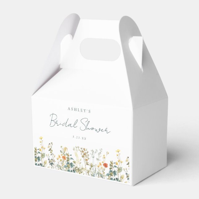 Elegant Wildflower Bridal Shower Favor Box (Front Side)