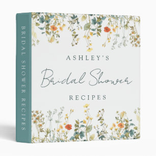 Elegant Wildflower Bridal Shower Recipe Binder