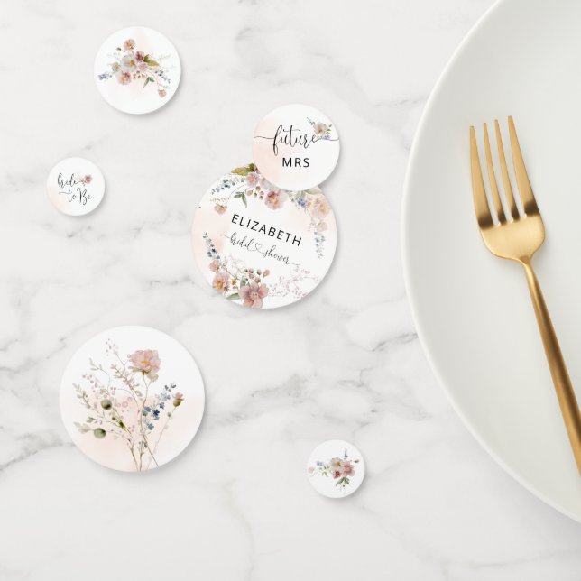 Elegant Wildflower Bridal Shower Table Confetti (Group)