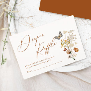 Elegant Wildflower Butterfly Diaper Raffle Enclosure Card