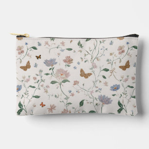 Elegant Wildflower & Butterfly Toile-De-Jouy  Accessory Pouch