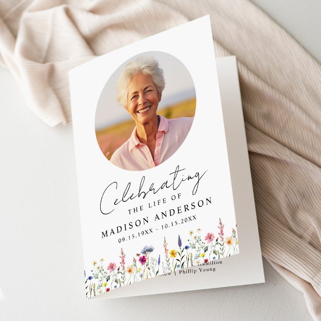 Elegant Wildflower Celebration of Life Funeral Program (Creator Uploaded)