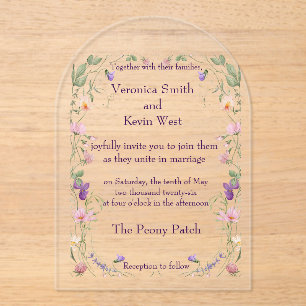 Elegant Wildflower Clear Acrylic Wedding Invitatio Acrylic Invitations