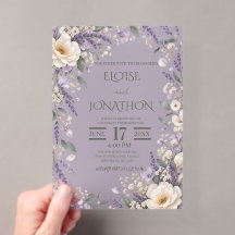 Elegant Wildflower Clear Acrylic Wedding Invitatio