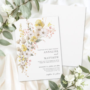 Elegant Wildflower Colourful Floral Wedding Invitation