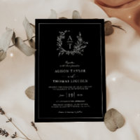 Elegant Wildflower Crest Monogram Wedding