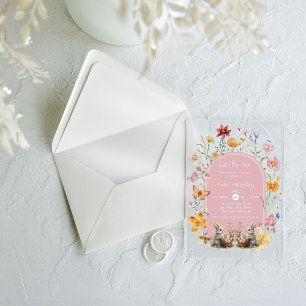 Elegant Wildflower Easter Birthday ParTea  Acrylic Invitations