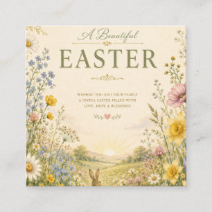 Elegant Wildflower Easter Greeting, Floral Design Enclosure Card