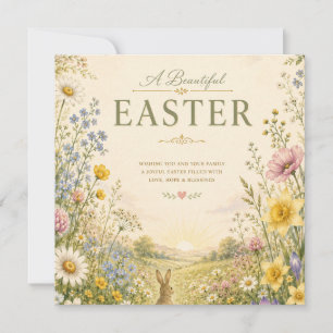 Elegant Wildflower Easter Greeting, Floral Design Save The Date
