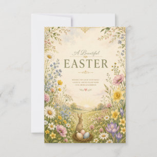 Elegant Wildflower Easter Greeting, Floral Design Thank You Card