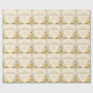 Elegant Wildflower Easter Greeting, Floral Design Wrapping Paper