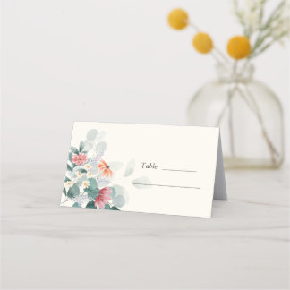 Elegant wildflower eucalyptus wedding place card