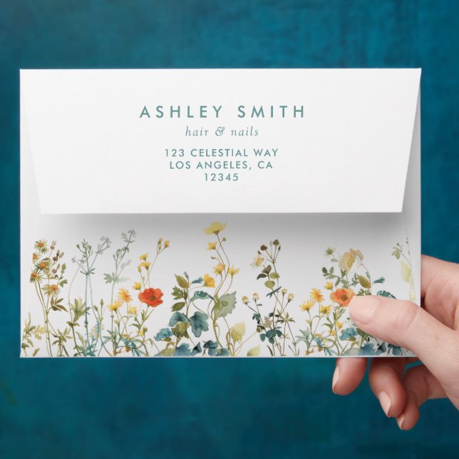 Elegant Wildflower Field Business Envelope (Hand)