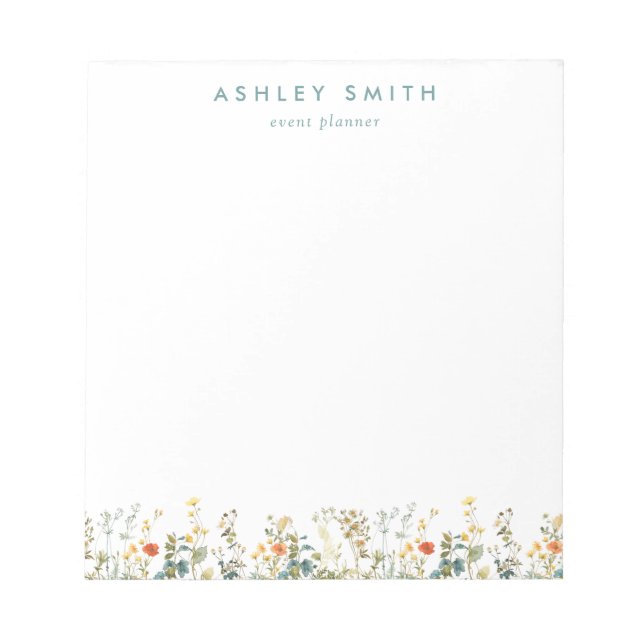 Elegant Wildflower Field Business Notepad (Front)