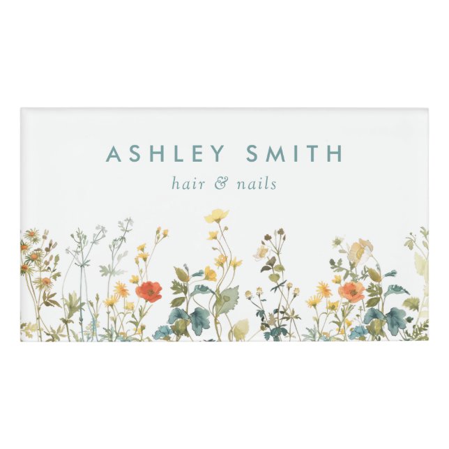 Elegant Wildflower Field Name Tag (Front)