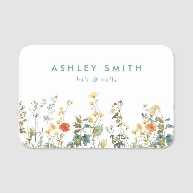 Elegant Wildflower Field Name Tag (Front)