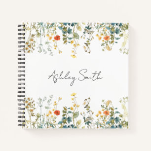 Elegant Wildflower Field Personalized Notebook