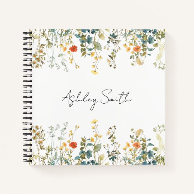Elegant Wildflower Field Personalized Notebook (Front)