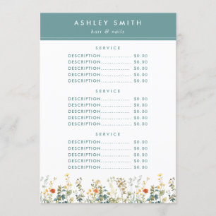 Elegant Wildflower Field Price Menu