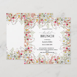 Elegant wildflower floral bridal brunch invitation