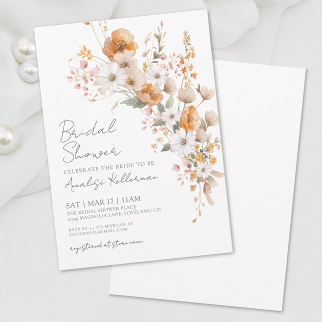 Elegant Wildflower Floral Bridal Shower Invitation (Elegant Wildflower Floral Bridal Shower Invitation )