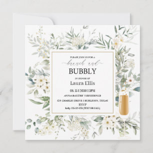 Elegant wildflower floral brunch  and bubbly invit invitation