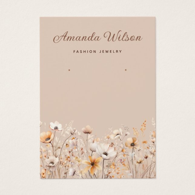Elegant wildflower floral earring display card (Front)