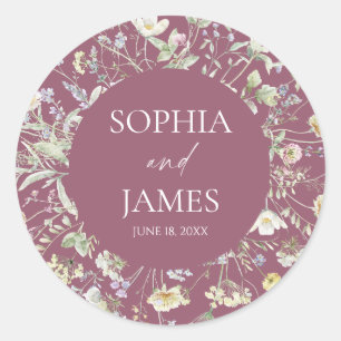 Elegant Wildflower Floral Flowers Wedding Classic Round Sticker