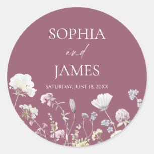Elegant Wildflower Floral Flowers Wedding Classic Round Sticker