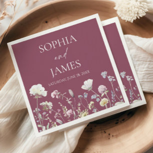 Elegant Wildflower Floral Flowers Wedding Napkin