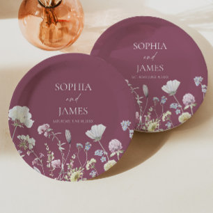 Elegant Wildflower Floral Flowers Wedding Paper Plate