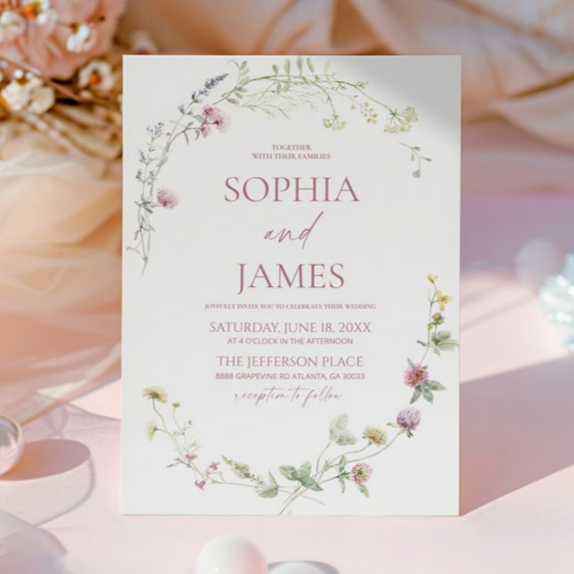 Elegant Wildflower Floral Frame Wedding Invitation (Creator Uploaded)