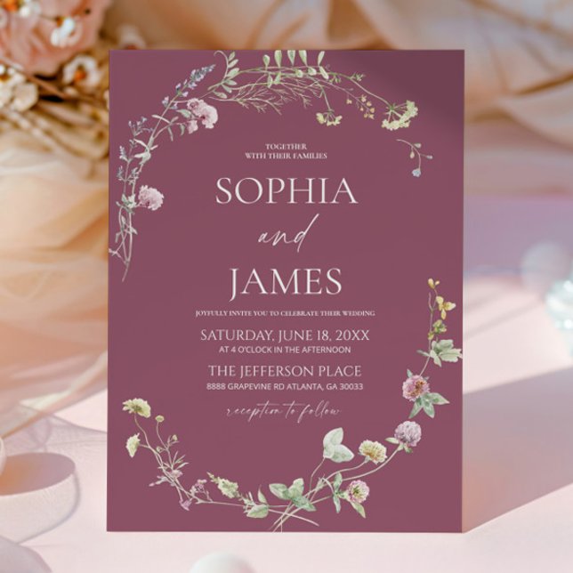 Elegant Wildflower Floral Frame Wedding Invitation (Creator Uploaded)