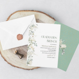 Elegant Wildflower Floral graduation brunch  Invit Invitation