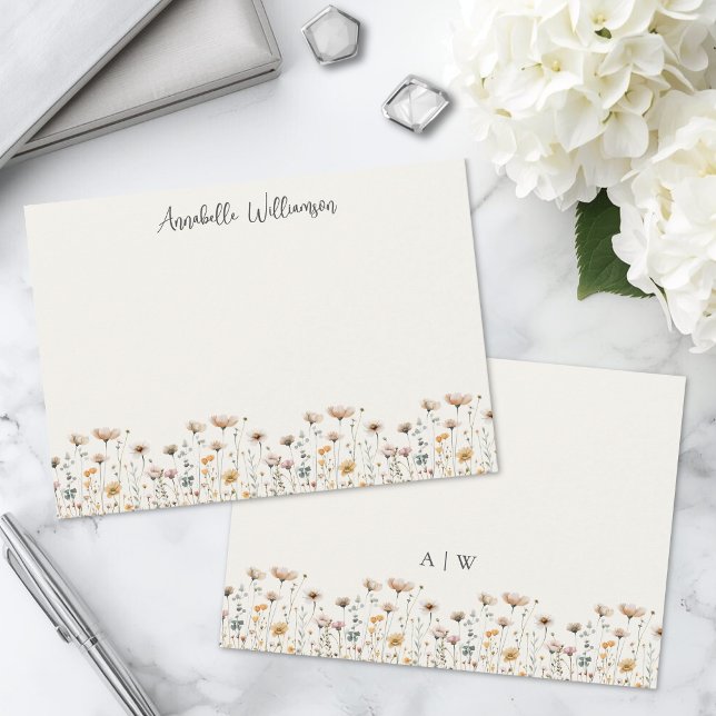 Elegant Wildflower Floral Monogram Card (Elegant Wildflower Floral Monogram Note Card )