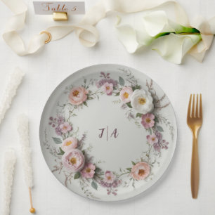 Elegant wildflower Floral Pattern summer wedding Paper Plate