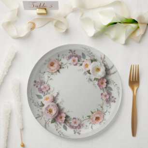 Elegant wildflower Floral Pattern summer wedding Paper Plate