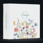 Elegant Wildflower Floral Personalized  Binder<br><div class="desc">Elegant wildflower floral personalized binder. Pretty,  whimsical summer watercolor design. Easy to change the monogram,  name and add your own text to the spine. Perfect for school or office.</div>