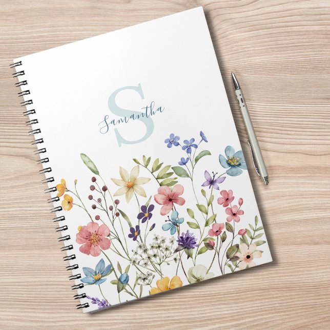 Elegant Wildflower Floral Personalized  Notebook (Creator Uploaded)