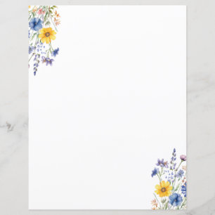 Elegant Wildflower Floral Stationery Paper