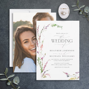 Elegant Wildflower Floral Watercolor Photo Invitation