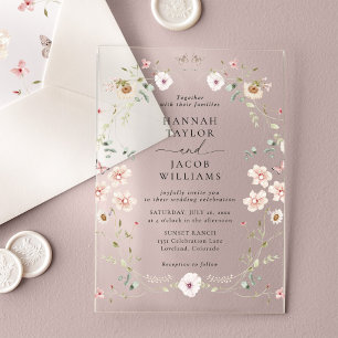 Elegant Wildflower Floral Wedding  Acrylic Invitations